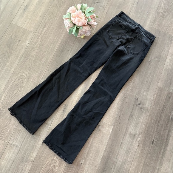 Cello Black High Rise Exposed Button Fly Flare Raw Hem Jeans - Picture 6 of 9